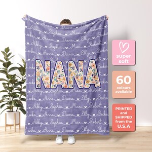 Custom Grandma & Grandpa Blanket, Personalized Family Name Blanket, Birthday Vacation Gif, Baby Blanket, Christmas Gift F88