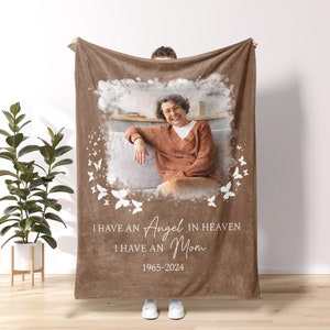 Personalized Memorial Blankets With Pictures, Memorial Gifts Loss of Father Blankets, Hug From Heaven Gifts In Loving Memory Blankets ME19