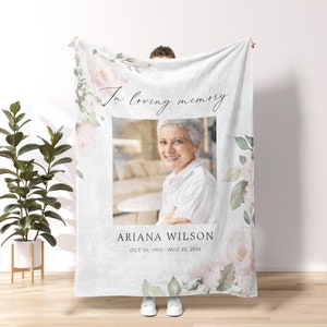 Personalized Memorial Blankets With Pictures, Memorial Gifts Loss of Father Blankets, Hug From Heaven Gifts In Loving Memory Blankets ME14