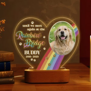 Pet Memorial Custom Acrylic Night Light, Light Up Pet Memorial Plaque, Personalized Gifts for Pet Loss, Custom Quote Plaque for Dog, Cat #P5