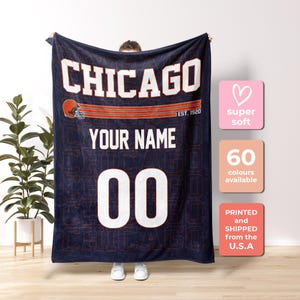 Chicago Football Personalized Blanket,Retro Chicago Bear Football Blanket , Chicago Bear Fan Gift , Sunday Football FVF12