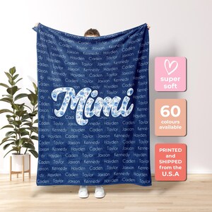 Custom Grandma & Grandpa Blanket, Personalized Family Name Blanket, Birthday Vacation Gif, Baby Blanket, Christmas Gift F111
