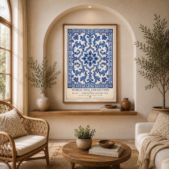 Portuguese Tile Poster, Azulejo Tile Print, Museum Print, Printable Wall Art, Digital Download