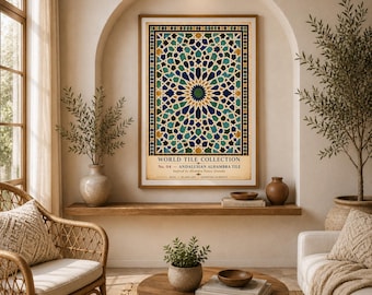 Alhambra-Fliesendruck, Andalusische geometrische Wandkunst (Digitaler Download)