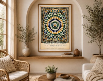 Marokkanischer Zellige-Fliesendruck, geometrische Mosaik-Wandkunst (Digitaler Download)