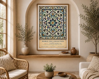 Tunesische Keramikfliesenkunst, marokkanisch-islamisches geometrisches Poster (Digitaler Download)
