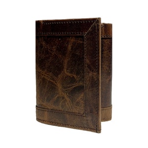 Personalisierter kleiner Büffelleder-Mappen-Kreditkartenhalter mit 8 Steckplätzen Tri-Fold Geld Fall für Männer / Frauen Bargeld Geldbörse Geschenkidee