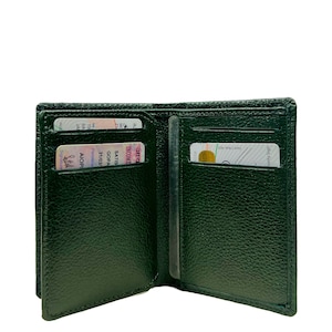 Cartera pequeña de cuero minimalista RFID con diseño de búfalo verde, tarjetero, monedero con 11 ranuras, plegable, delgada, bolsillo para identificación, regalo para hombres