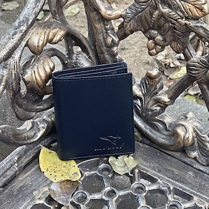 Blaue Lederbrieftasche, Schlank-Kartenhalter für Mädchen Geldbörse für Männer Geburtstagsgeschenk für Jungen Blaue Lederbrieftasche Bifold Minimalist Geldbeutel