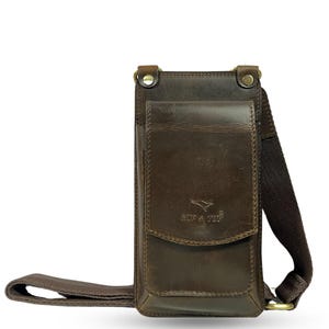Bolsa transversal de couro marrom para celular, bolsa pequena lateral feminina, bolsa tiracolo de couro de búfalo, carteira de ombro masculina para celular, presentes para ela/ele