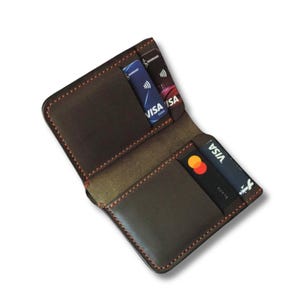 Portefeuille en cuir personnalisé avec porte-cartes vert Portefeuille à deux volets RFID vert foncé, 6 emplacements pour cartes, 2 poches pour de l'argent Portefeuille mince pour homme