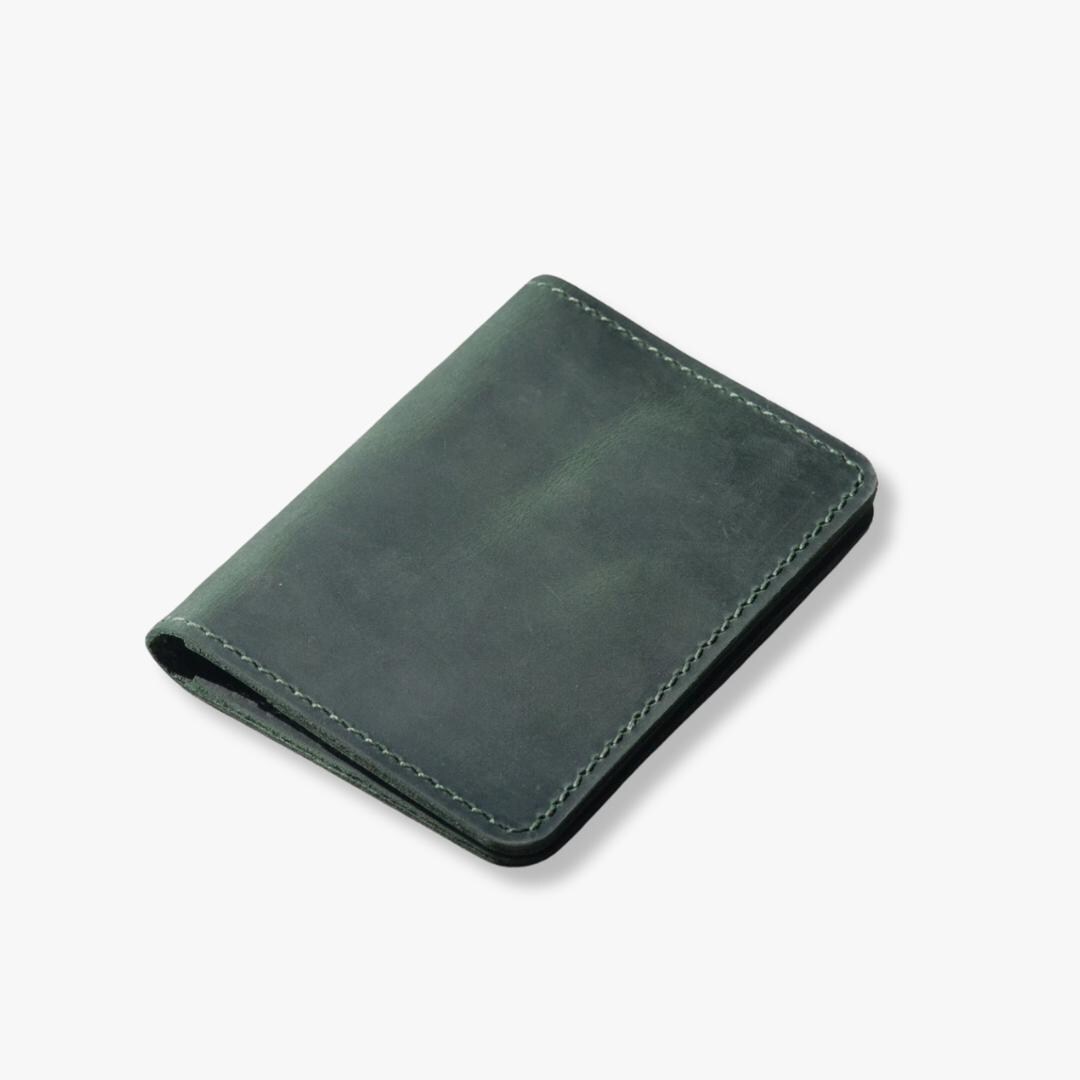 ☆LEMASQUE☆ Dow Soft Women's Leather Card Wallet Fog Green Missouri Green Leather Card Holder | Handmade Green Wallet