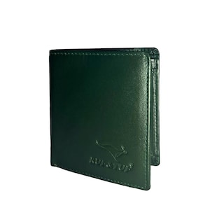 Tarjetero de diseño en piel de búfalo verde, cartera verde para hombre, cartera fina con 9 ranuras, ideal para regalar en el Día del Padre, monedero RFID plegable para mujer.