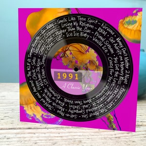 Tarjeta de cumpleaños número 34 / Tarjeta de 1991 / Tarjeta musical de 1991 / Tarjeta musical número 34