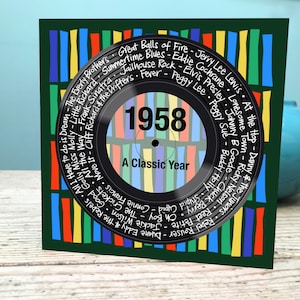 Tarjeta de cumpleaños número 67 / Tarjeta de 1958 / Tarjeta musical de 1958 / Tarjeta musical número sesenta y siete