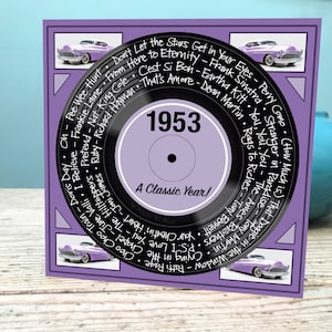 Tarjeta de cumpleaños número 72 / Tarjeta de 1953 / Tarjeta musical de 1953 / Tarjeta musical del septuagésimo segundo