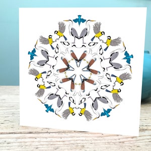 Biglietto per gli amanti degli uccelli / Biglietto d'auguri per uccelli / Biglietto Mandala per uccelli / Biglietto dal design circolare per uccelli