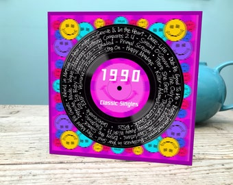 36th Birthday Card / 1990 Card / 1990 Music card / Thirty-sixth Music card