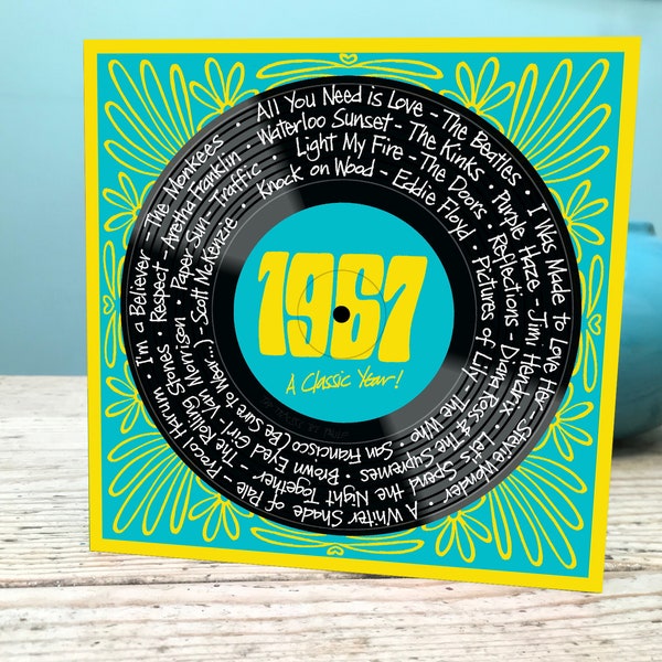 57th Birthday Card / 1967 Card / 1967 Music card / Fifty-seventh Music card