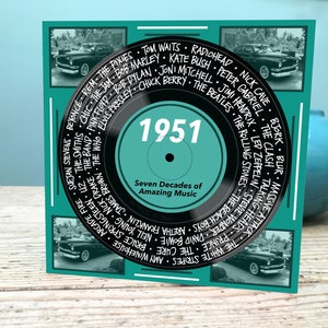 Tarjeta de cumpleaños número 74 / Tarjeta de 1951 / Tarjeta musical de 1951 / Tarjeta musical número 74