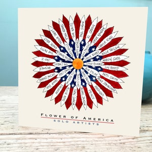 Tarjeta de música de cantantes estadounidenses / Tarjeta Flor de América / Tarjeta de música de artistas solistas de EE. UU. / Tarjeta de amantes de la música de EE. UU.