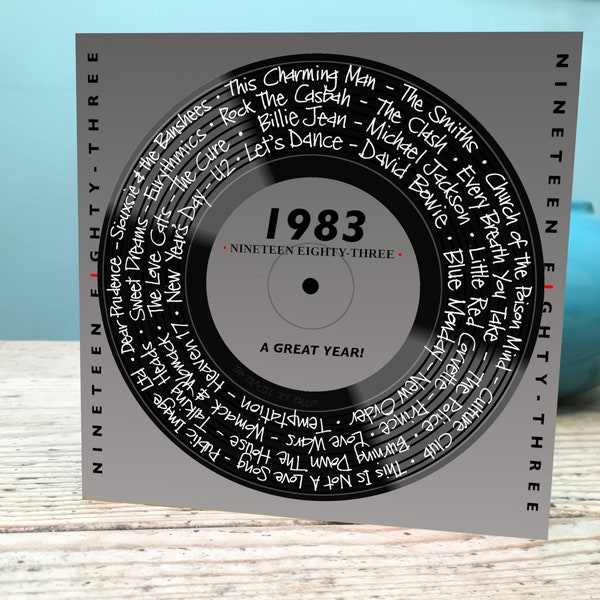 Carte 41e anniversaire / Carte 1983 / Carte musique 1983 / Carte musique quarante et unième