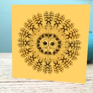 Carte d'amoureux de hibou / Carte de voeux de hibou / Carte de mandala hibou / Carte de conception de hibou circulaire