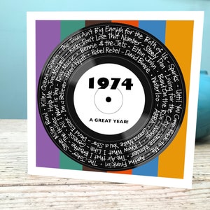 Biglietto di auguri per il 51° compleanno / Biglietto del 1974 / Biglietto musicale del 1974 / Biglietto musicale del cinquantunesimo compleanno