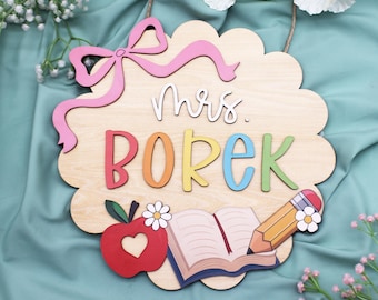 Personalized Teacher Door Hanger | 3D Classroom Decor