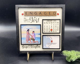 Engaged Personalized Picture Frame | Where She Said Yes| Custom Map Location| Engagement Picture Gift| Engagement Gift Ideas