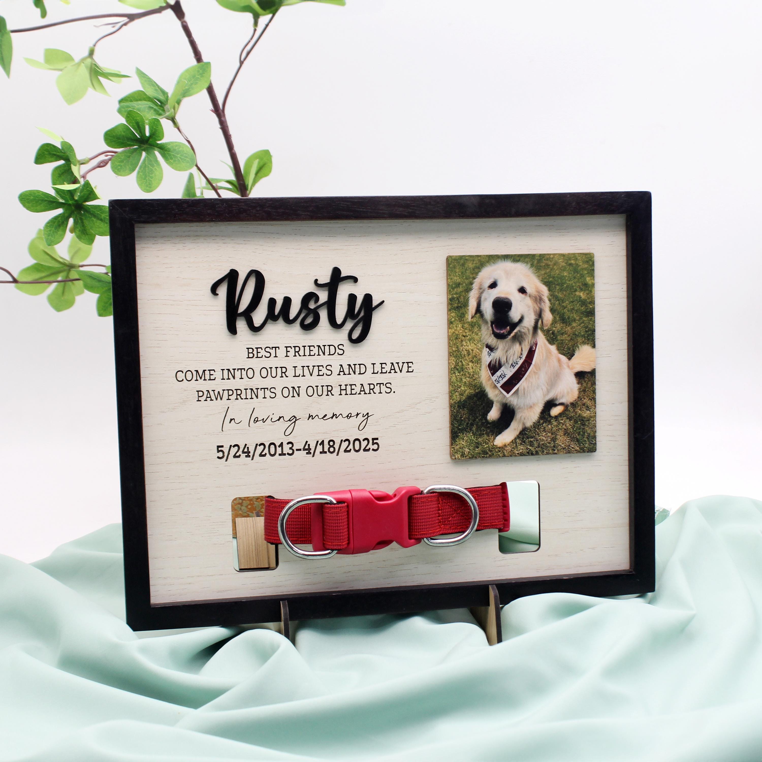Custom Dog Memorial Wood Frame With Collar Holder and Photo - Etsy