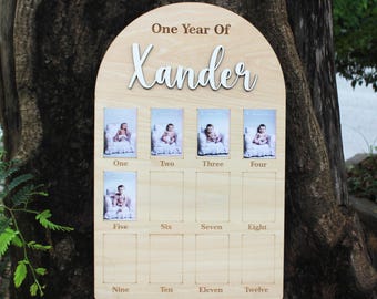 Personalized First Year Photo Board – Baby Milestone Keepsake