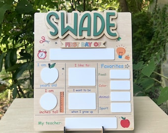 Personalized First Day of School Board | Dry Erase Sign