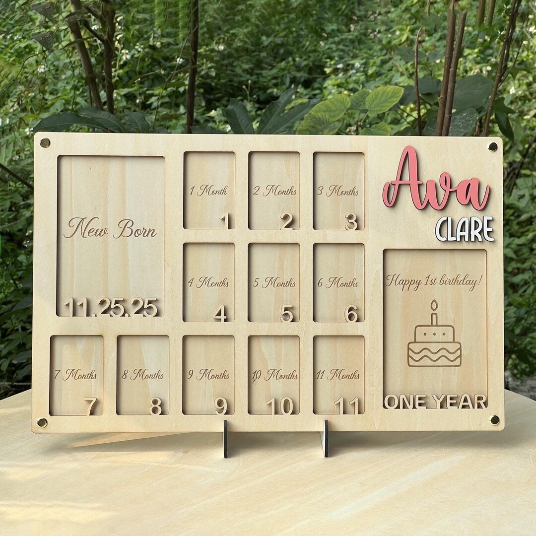 Custom Baby First Year Photo Frames, Baby Monthly Photo Frames Newborn ...