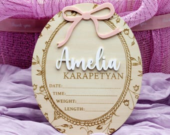 Handmade Baby Announcement Sign, Nursery Decor, Newborn Gift