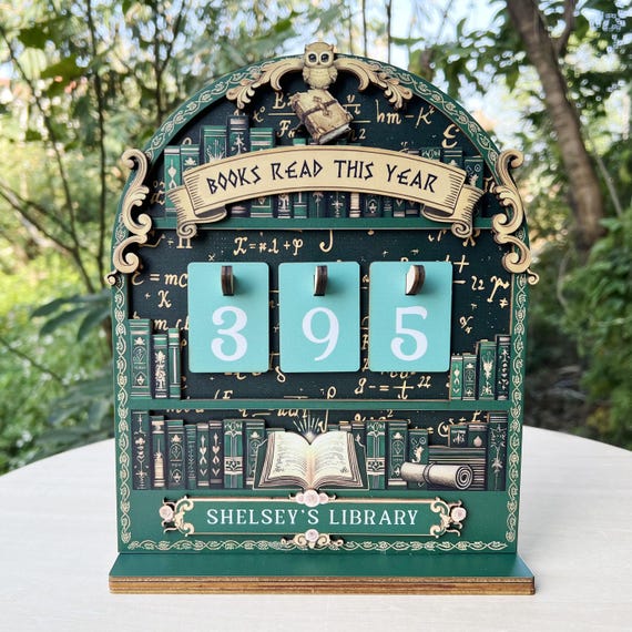 Vintage Wooden Book Tracker Sign 3D , Personalized Reading Counter, Gift for Readers, Book Lovers Gift, Bookshelf Decor, Library Decor