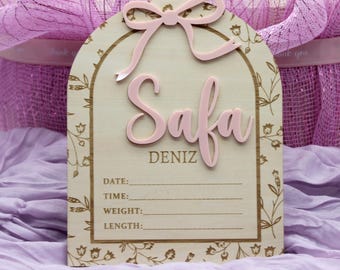 Custom Baby Name Announcement Sign, Wooden Nursery Decor