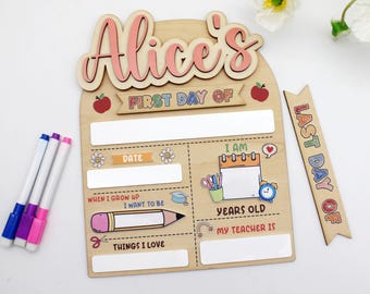 Custom First Day of School Sign | Personalized Plywood Dry Erase Board
