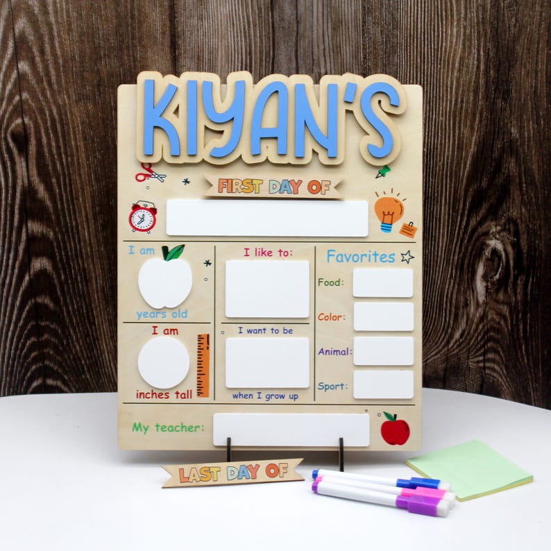 Custom First Day of School Board | Wooden Dry Erase Sign - Etsy