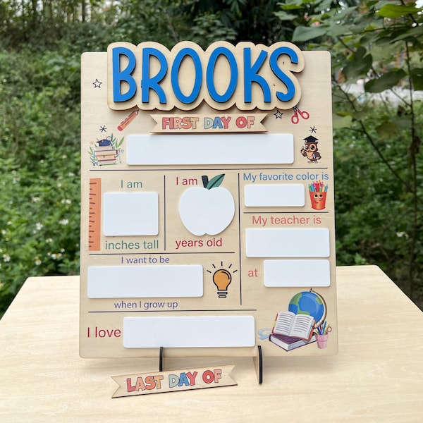Letrero personalizado para el primer día de clases, accesorio fotográfico para el regreso a clases, tablero con nombre personalizado