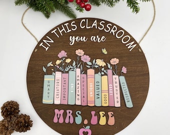 Custom Teacher Door Hanger | 3D Classroom Decor, Personalized Sign