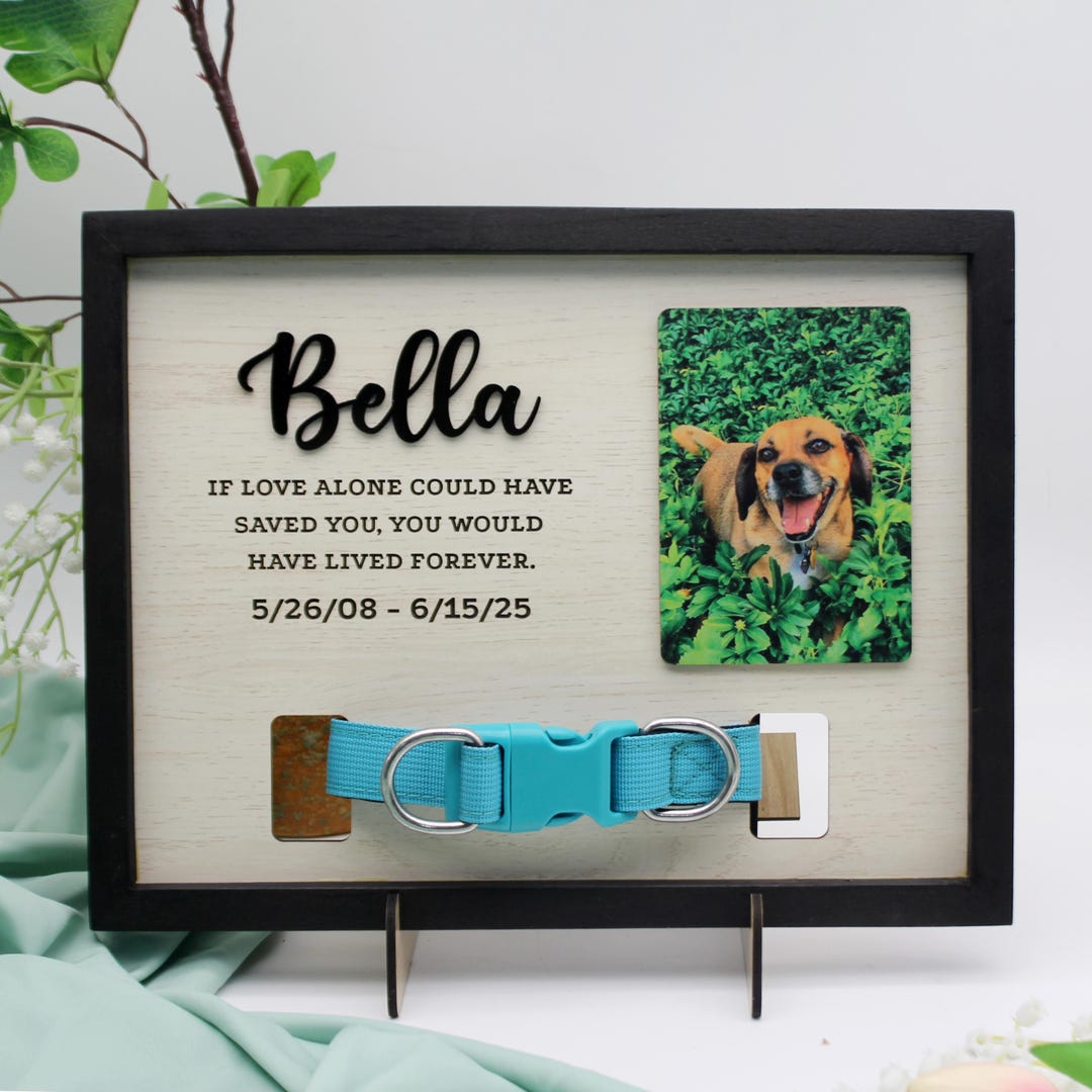 Custom Dog Memorial Wood Frame With Collar Holder - Etsy