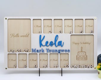 Custom Baby First Year Photo Frame, Monthly Newborn Pictures
