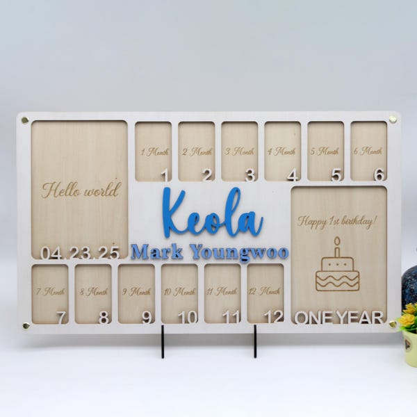 Custom Baby First Year Photo Frame, Monthly Newborn Pictures