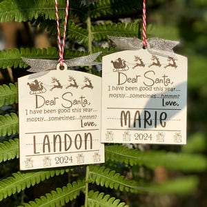 Cute Customizable Dear Santa Child&#39;s Handwriting Keepsake Christmas Ornament | Yearly Ornament| Sign Your Own Name