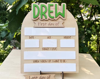 Personalized First Day of School Sign | Dry Erase Board