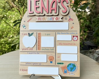 Personalized First Day of School Sign, Wooden Milestone Board, Back to School Photo Prop