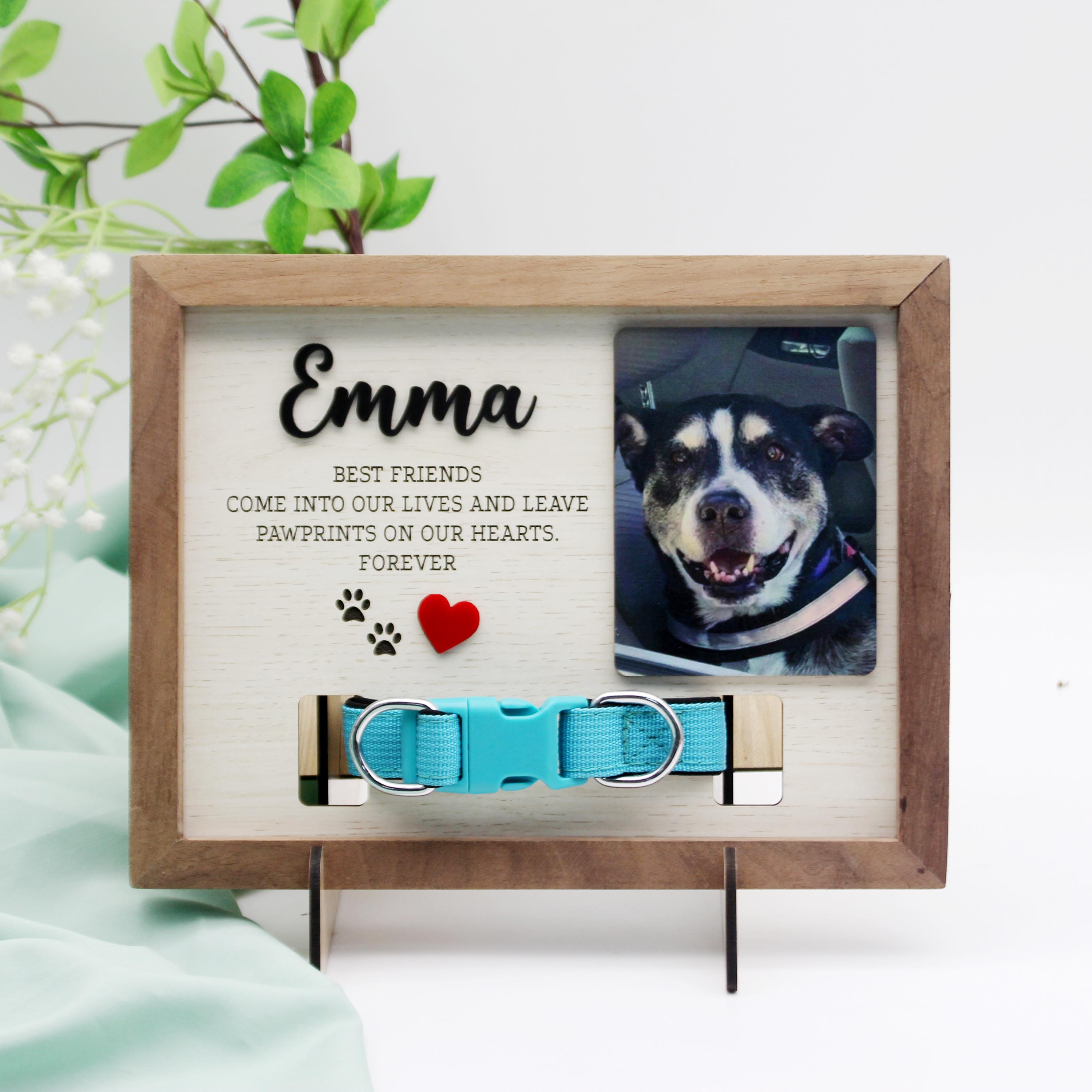 Custom Dog Memorial Wood Frame With Collar Holder and Photo - Etsy