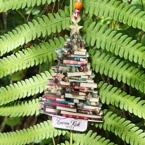 Personalized Christmas Book Tree Name Ornament| Book Club Ornament| Book Lover Gift| Custom Bookish Ornament| Librarian Gift| Bookworm Gifts