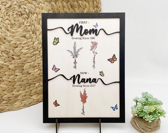 Personalized Birth Month Flower Sign | Custom Grandma's Garden Wooden Gift